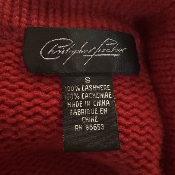 Christopher Fischer Women's Red Knitted Long Sleeve Collared Sweater Cardigan S - Picture 7 of 8